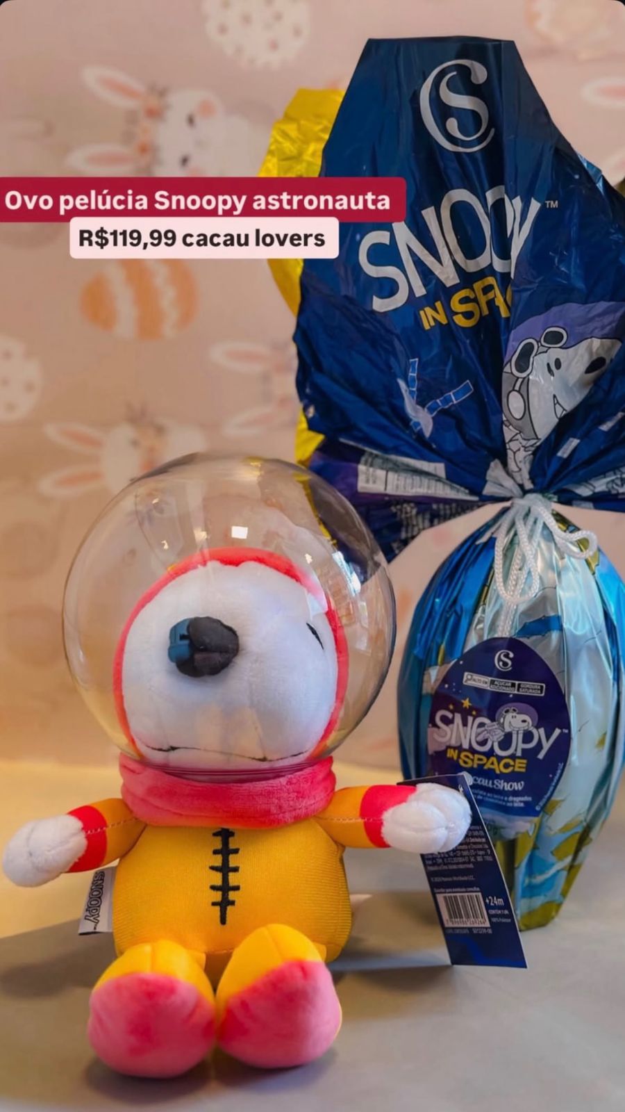 Snoopy Space Deluxe – Ovo + Pelúcia Astronauta Premium